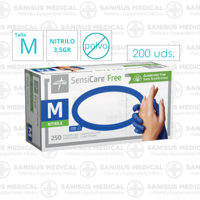 Guantes de Nitrilo Azul FINO 3,5GR Talla M Caja 200 uds