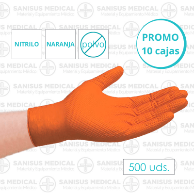 Promo guantes de Nitrilo GRIP naranja Varias tallas 1000 uds
