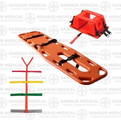 Kit rescate con tablero Espinal + inmovilizador de cabeza + correas araña