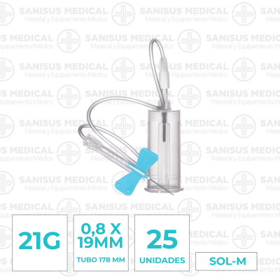 Palomilla de extracción de seguridad 21G con Holder Integrado (Sol-M) Caja de 25 uds - Sol-Care