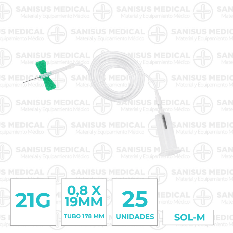 Palomilla de extracción de seguridad 21G con Holder Integrado Caja de 25 uds - Sol-Care