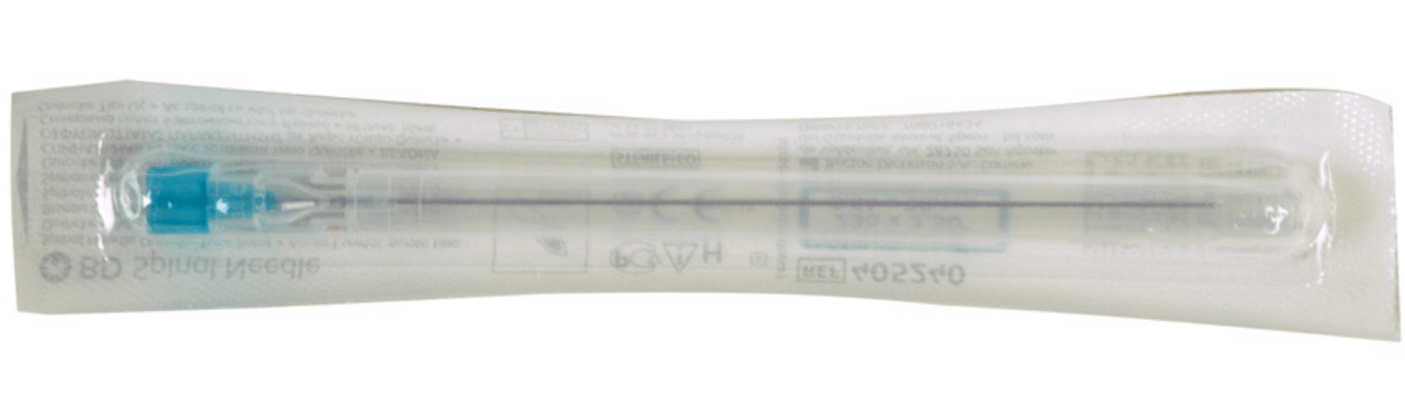 Agujas espinales BD Yale™ punta Quincke 23G × 3,5” 0,6 × 90 mm - turquesa