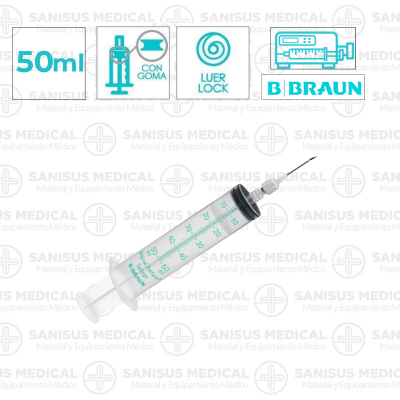 Jeringa Braun perfusor con aguja de carga de 50ml Caja 100 uds