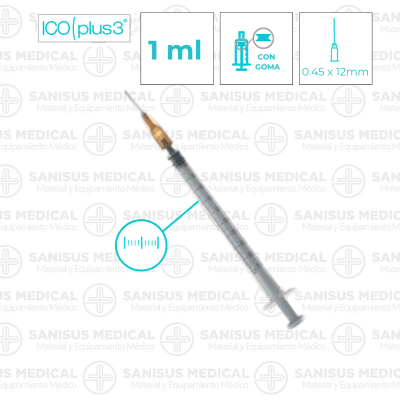 Jeringa ico plus 1ml tuberculina con aguja 26G 0.45x12mm Caja 100 uds