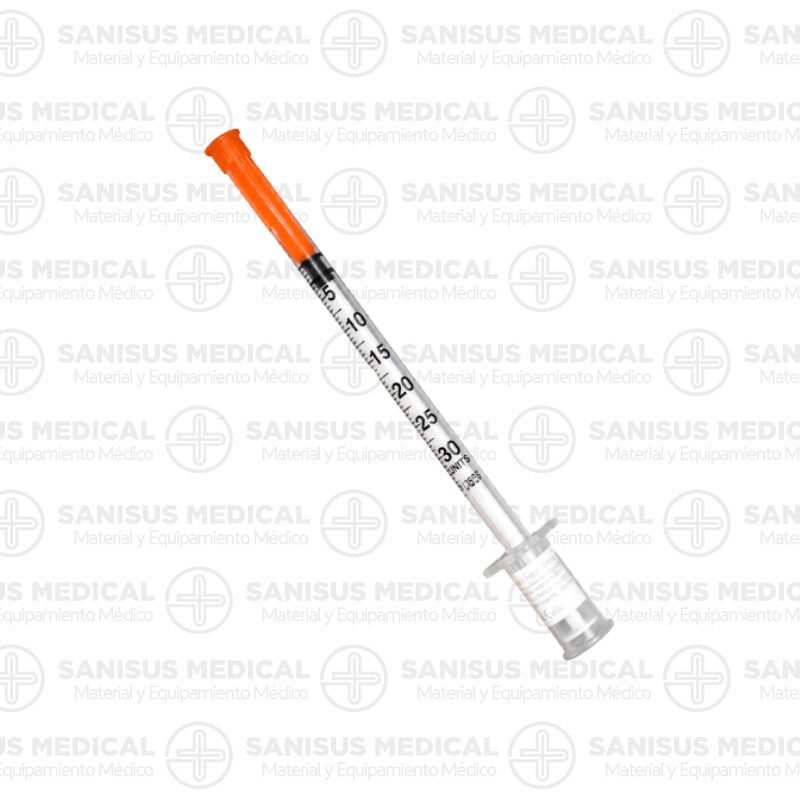 Jeringa insulina 0,3 ml con aguja 30G 0,30 mm X 8 mm - SOL-M caja 100 uds - Imagen 2