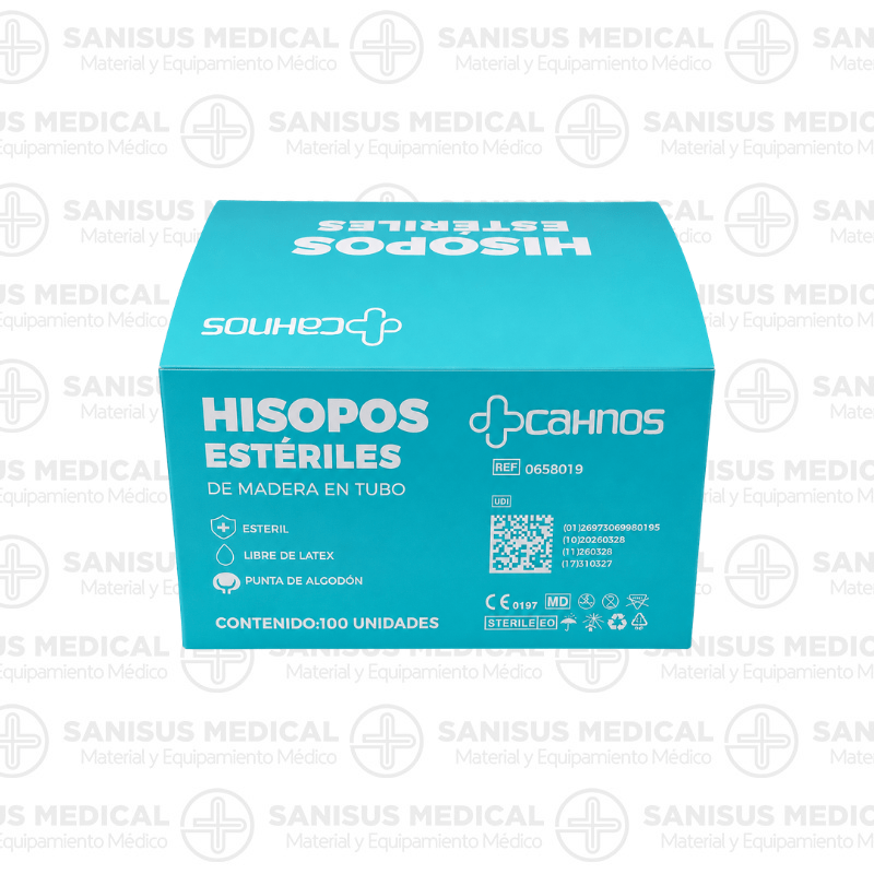 Hisopos estériles de madera en tubo- CAHNOS caja 100uds