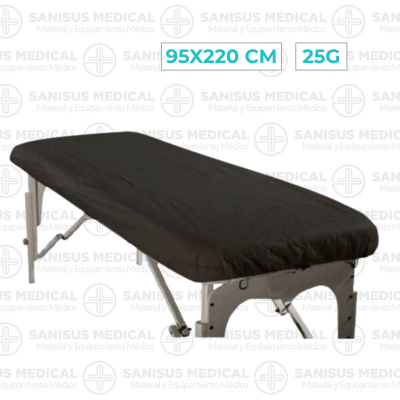 Sábana ajustable 95×220 cm Negro Bolsa 10 uds.