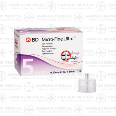 Agujas BD Micro-Fine Ultra para pluma de insulina , 31G x5 mm Caja 100uds