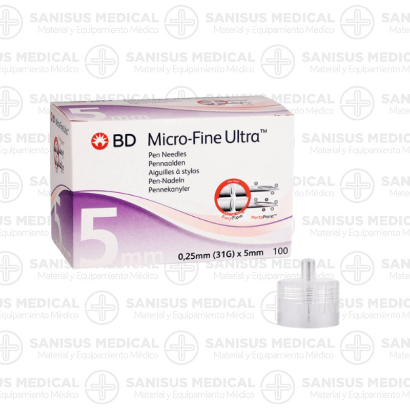 Agujas BD Micro-Fine Ultra para pluma de insulina , 31G x5 mm Caja 100uds