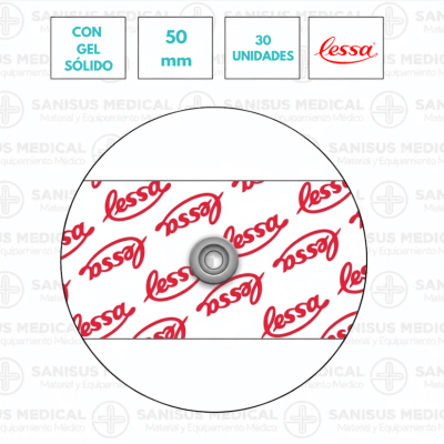 Electrodos de corchete adhesivos ECG 50 mm Lessa Foam Bolsa 30 UDS