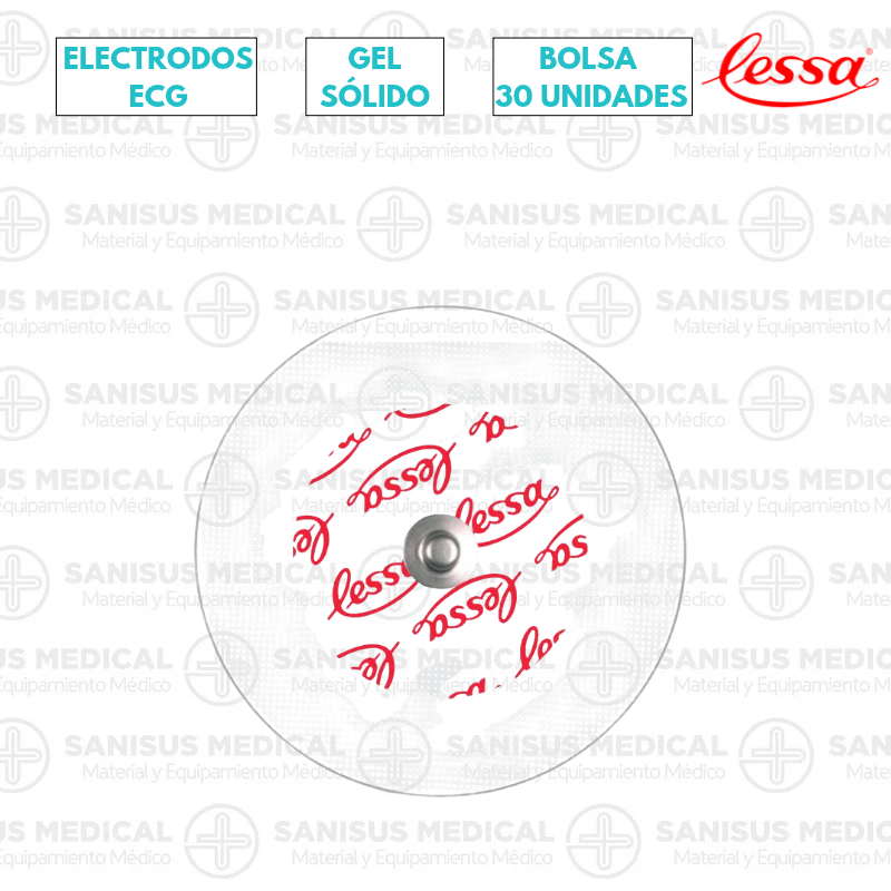 Electrodos de corchete adhesivos ECG 50mm Lessa Foam Bolsa 30 uds