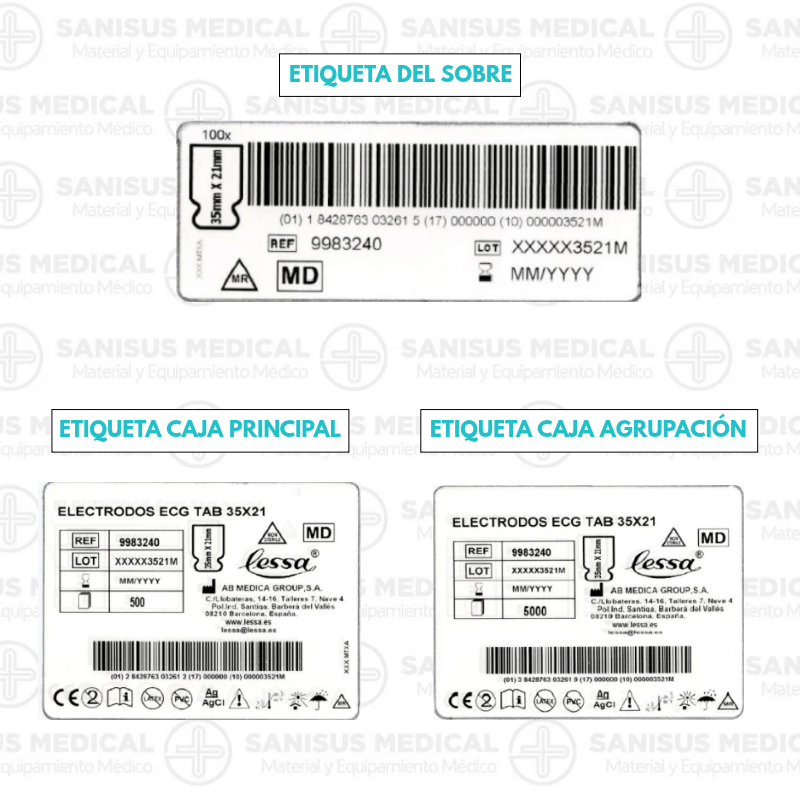 Electrodos ECG 35x21 mm Lessa Bolsa 100 UDS - Imagen 3